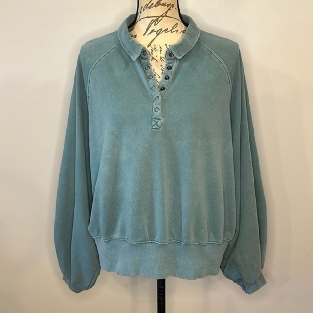 Peach Love California CA oversized weathered sweatshirt raglan balloon sleeves L